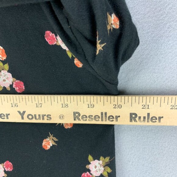 J‎ Jill Top Womens Small Petite Black Floral Pullover Tee Supima Cotton Stretchy - Picture 10 of 14